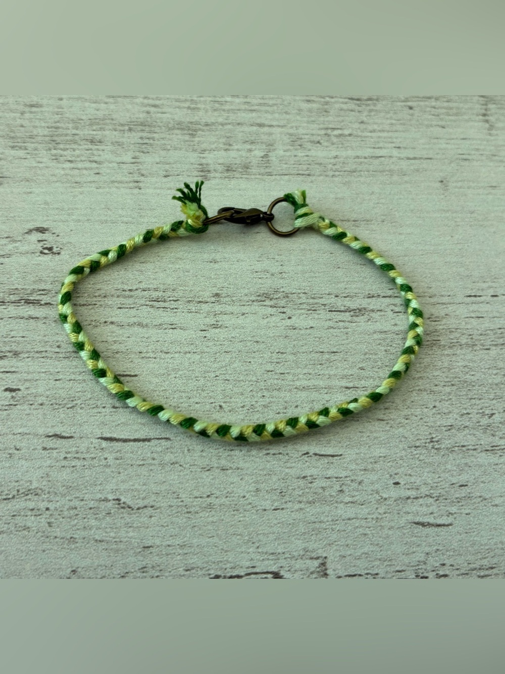 Handmade Green Braided Bracelet with Clasp